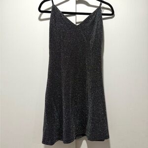 H&M Short Black/Glittery V-neck dress size Medium